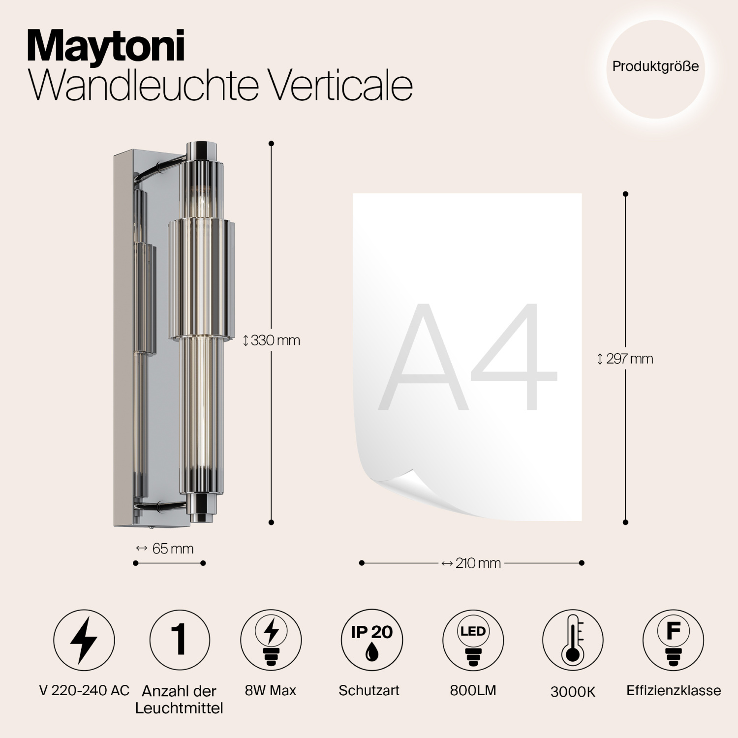 Maytoni Modern Verticale Настенный светильник (бра) цвет: хром MOD308WL-L9CH3K