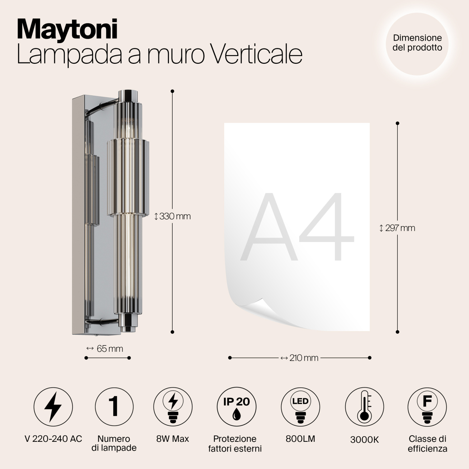 Maytoni Modern Verticale Настенный светильник (бра) цвет: хром MOD308WL-L9CH3K