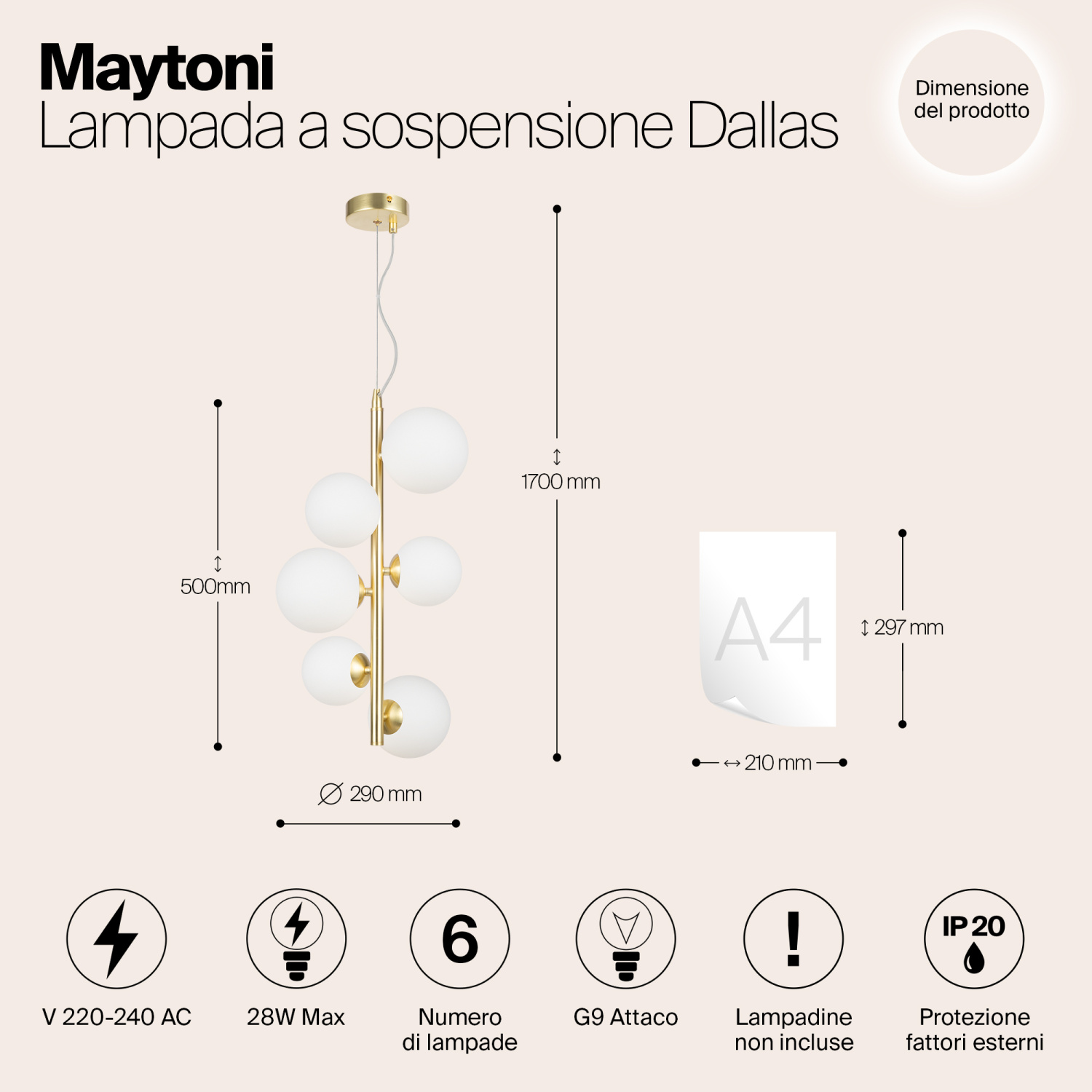 Maytoni Modern Dallas Подвесной светильник цвет: золото MOD545PL-06BS
