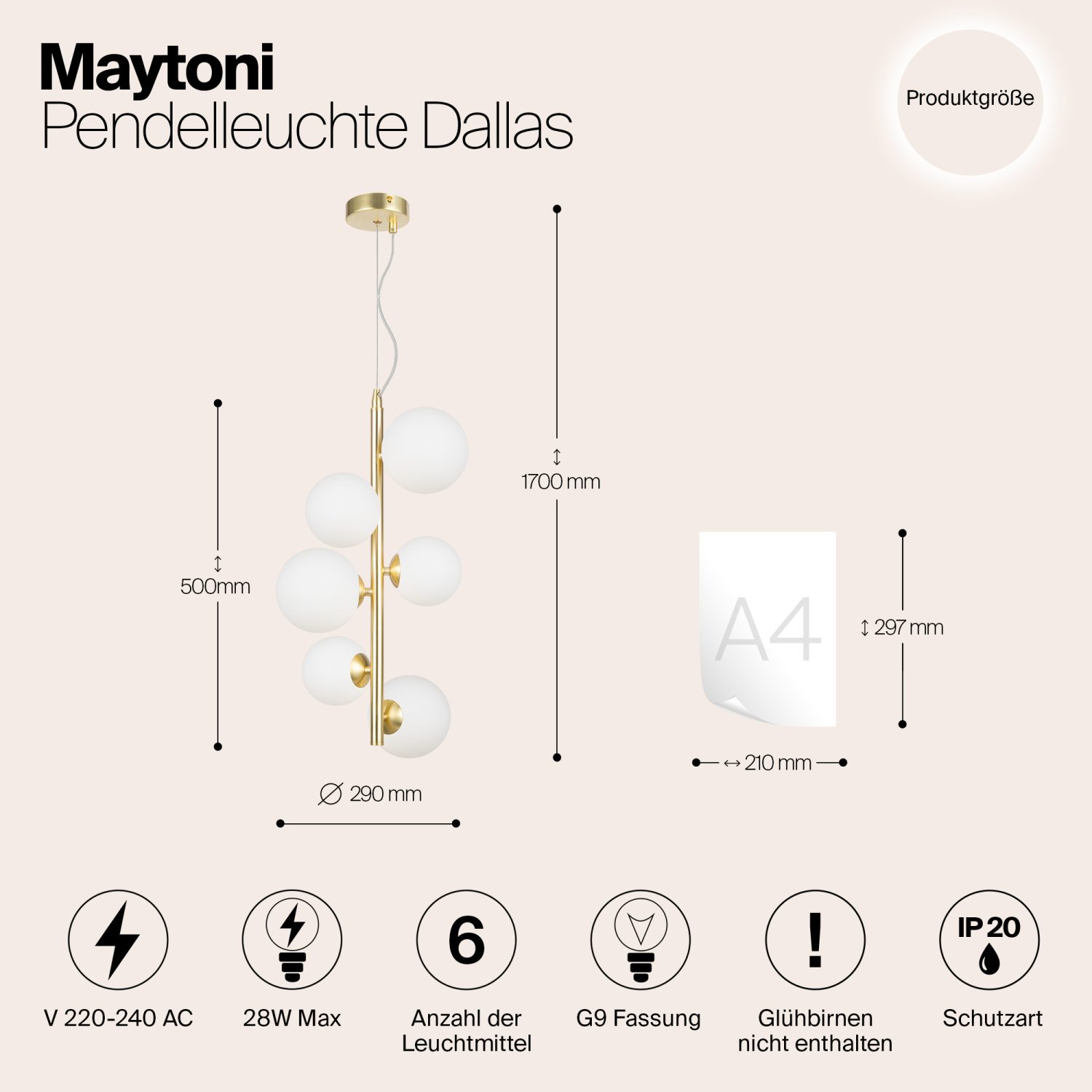 Maytoni Modern Dallas Подвесной светильник цвет: золото MOD545PL-06BS