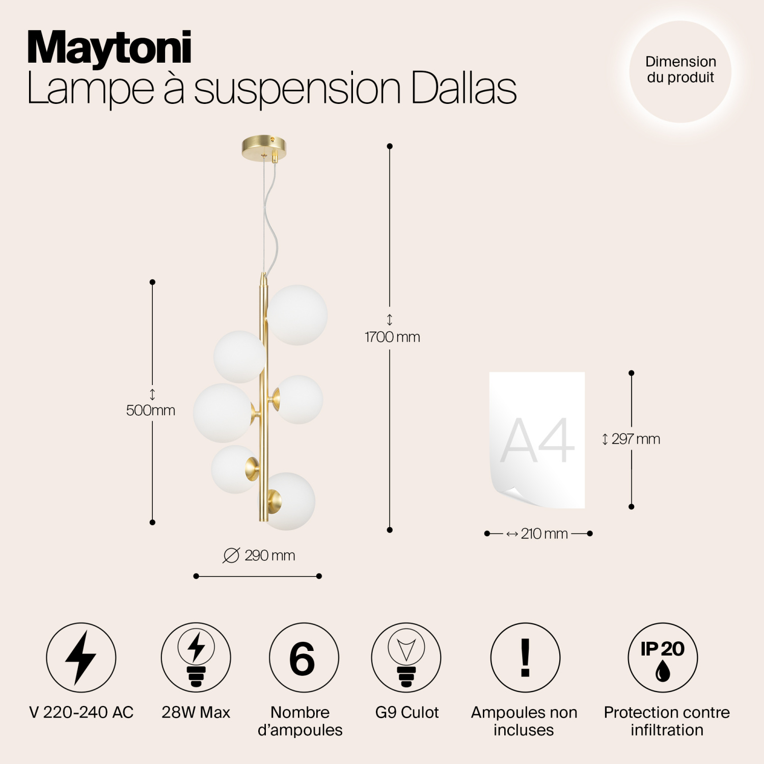 Maytoni Modern Dallas Подвесной светильник цвет: золото MOD545PL-06BS