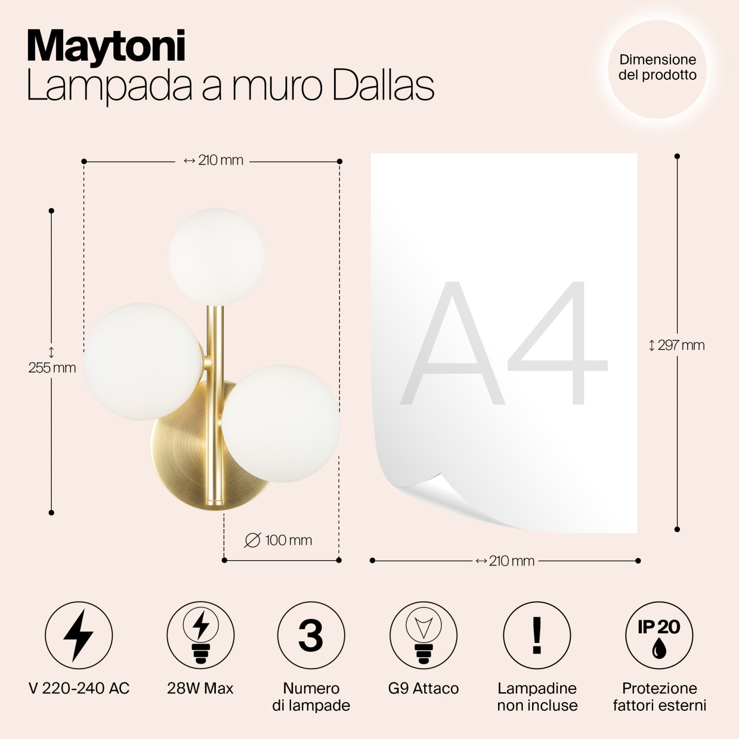 Maytoni Modern Dallas Настенный светильник (бра) цвет: золото MOD545WL-03BS