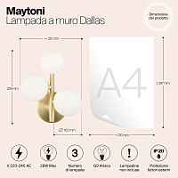 Maytoni Modern Dallas Настенный светильник (бра) цвет: золото MOD545WL-03BS