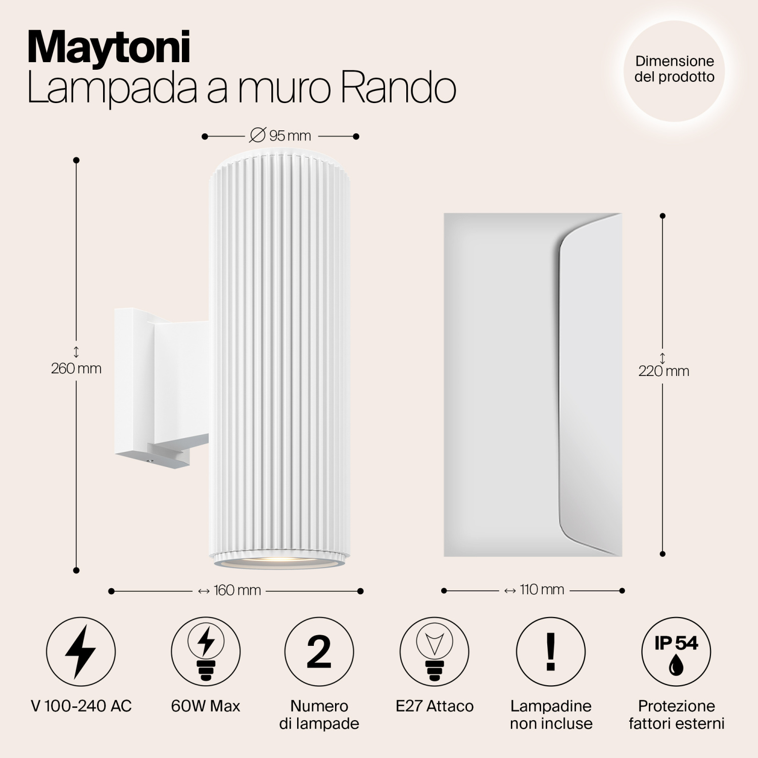 Maytoni Outdoor Rando Настенный светильник (бра) цвет: белый O419WL-02W