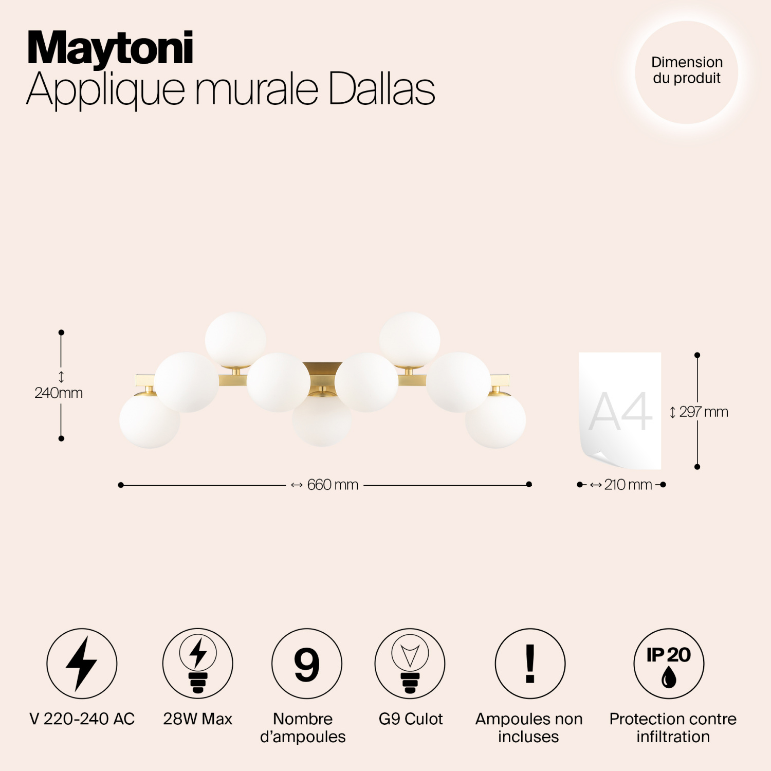 Maytoni Modern Dallas Настенный светильник (бра) цвет: золото MOD547WL-09BS