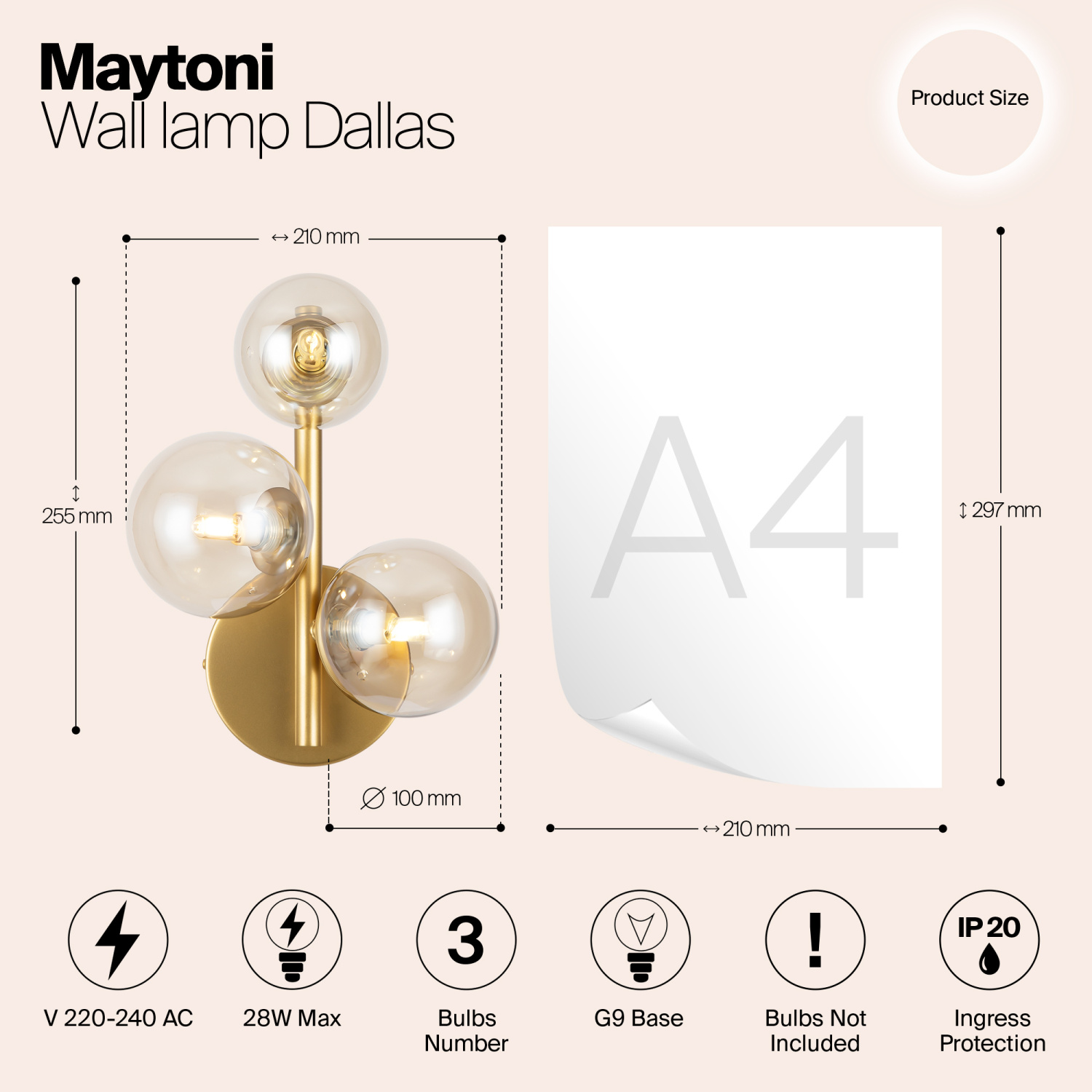 Maytoni Modern Dallas Настенный светильник (бра) цвет: золото MOD545WL-03G