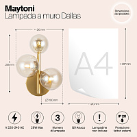 Maytoni Modern Dallas Настенный светильник (бра) цвет: золото MOD545WL-03G