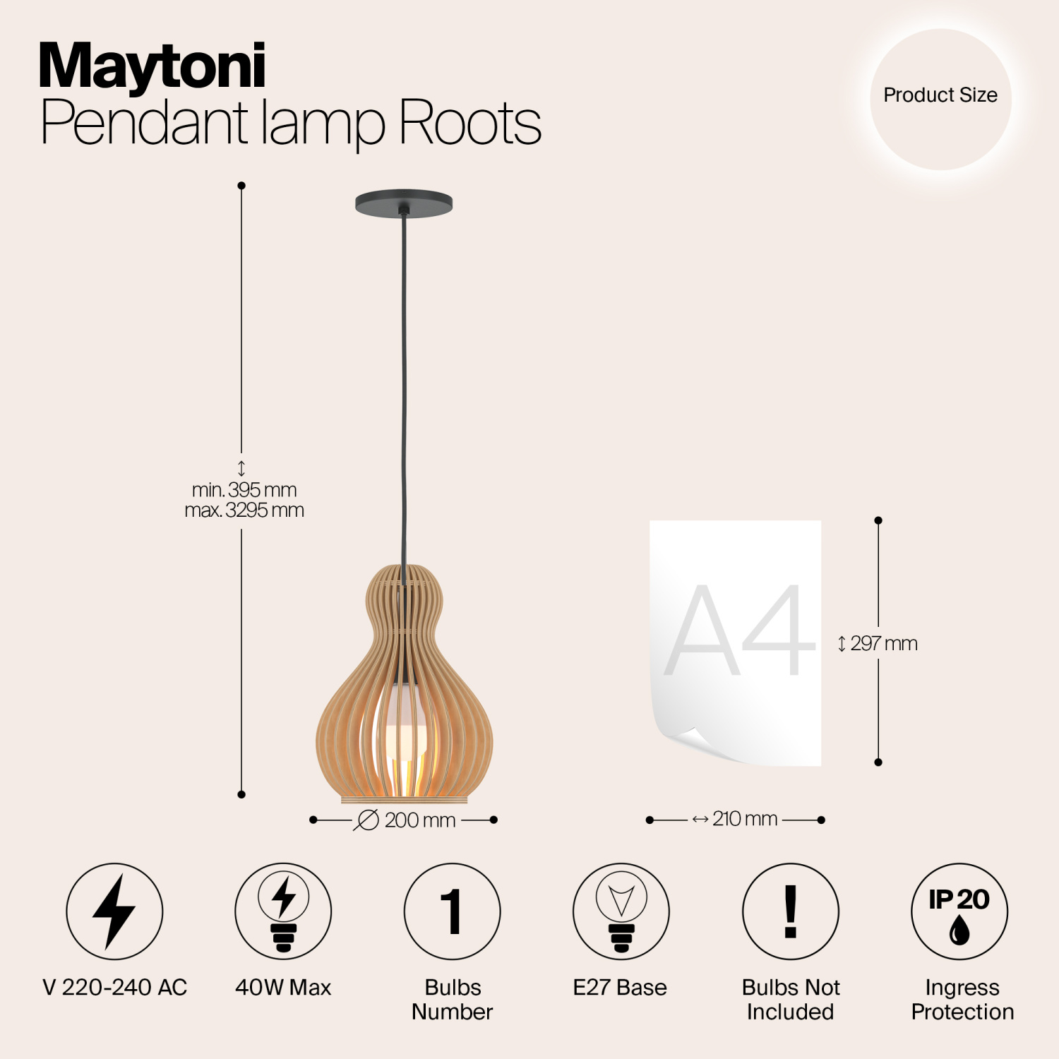 Maytoni Modern Roots Подвесной светильник цвет: черный MOD192PL-01W