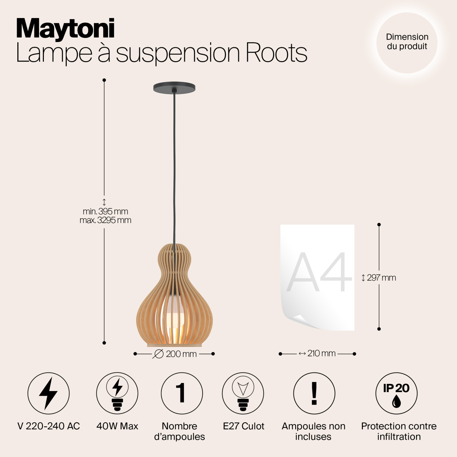 Maytoni Modern Roots Подвесной светильник цвет: черный MOD192PL-01W