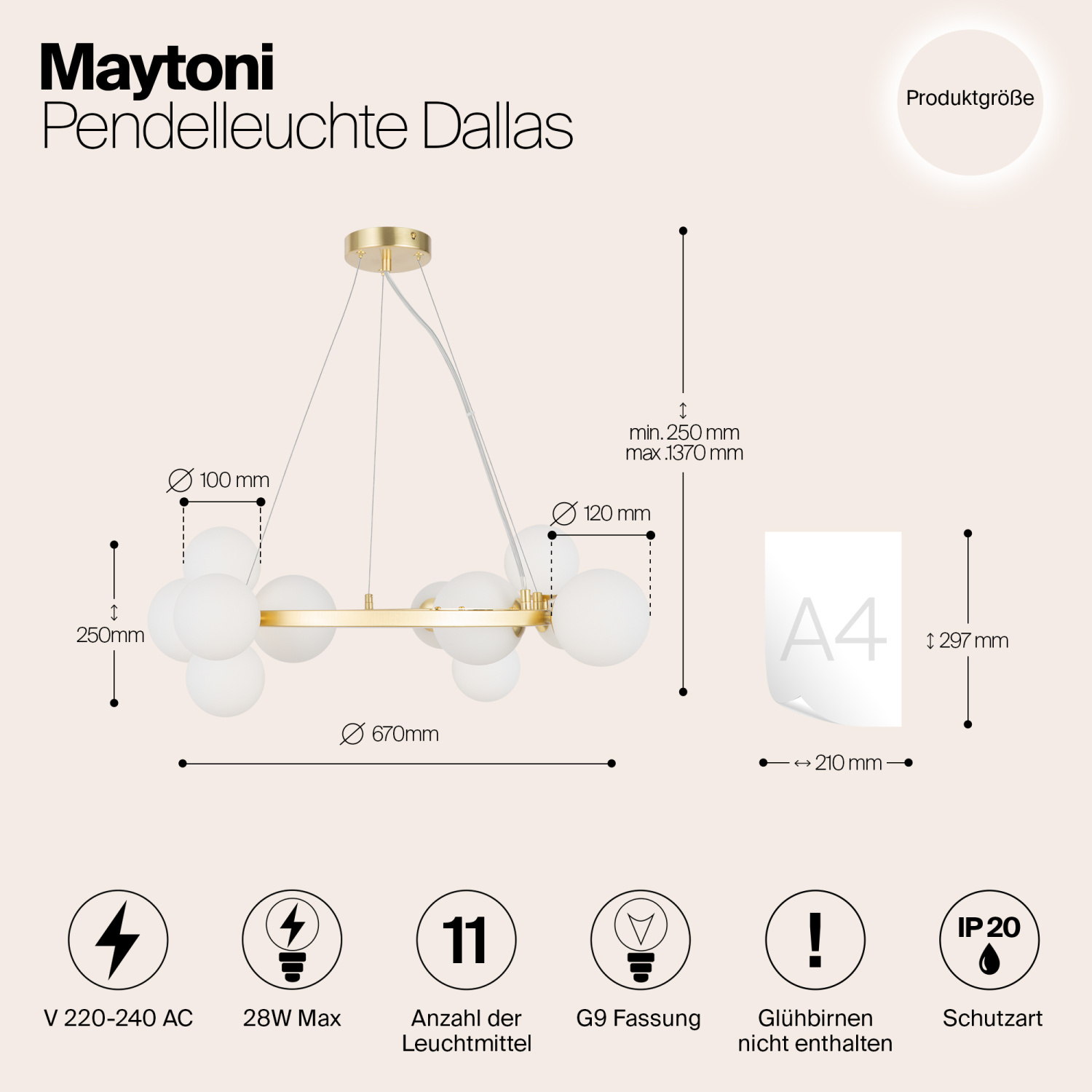 Maytoni Modern Dallas Подвесной светильник цвет: золото MOD545PL-11BS