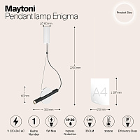 Maytoni Enigma Подвесной светильник 5вт, 3000k, белый/черный MOD150PL-L5W3K