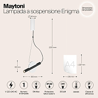 Maytoni Enigma Подвесной светильник 5вт, 3000k, белый/черный MOD150PL-L5W3K