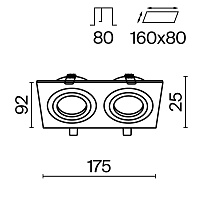 Встраиваемый светильник потолочный DL024-2-02W