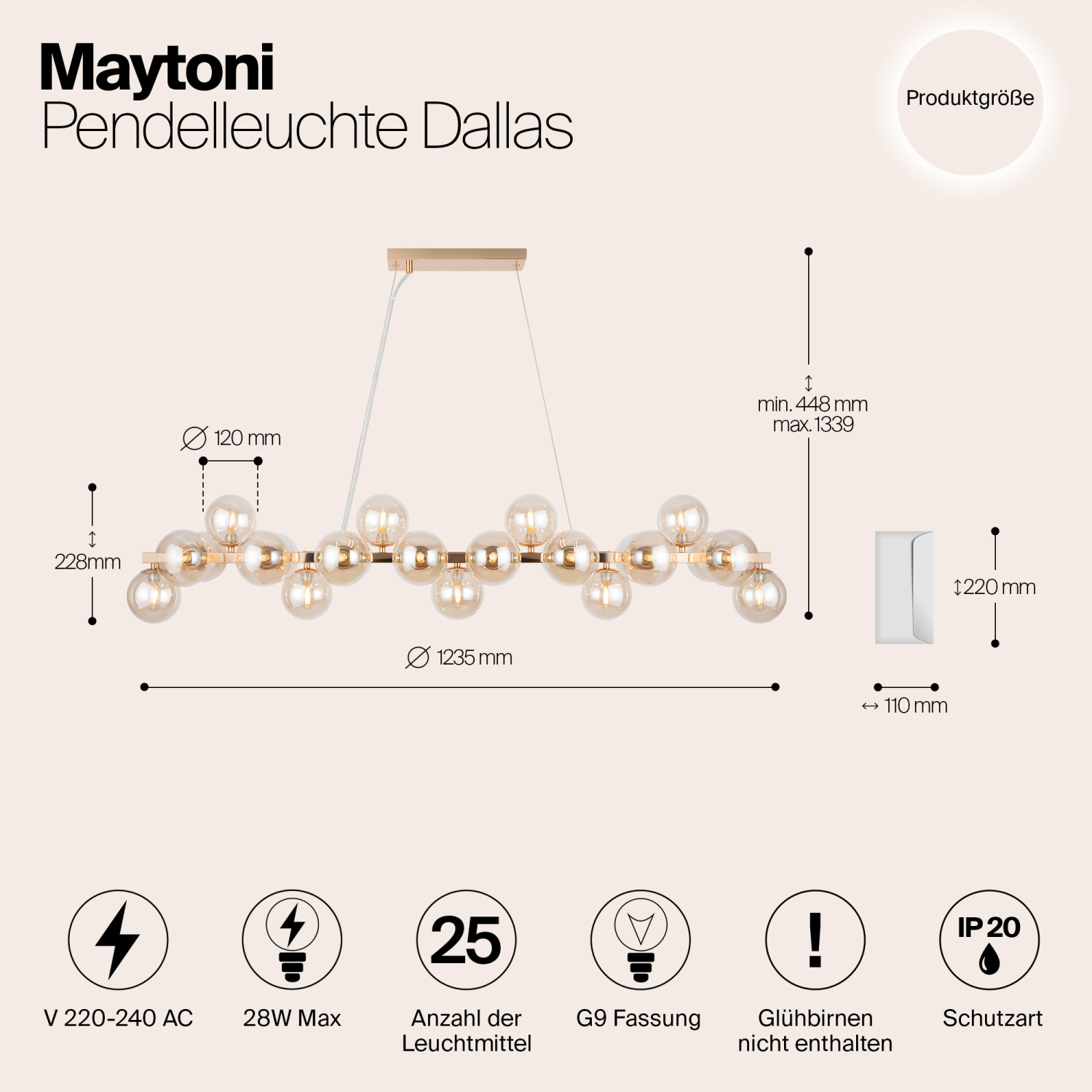 Maytoni Подвесной светильник. Цвет арматуры Золото. MOD547PL-25G