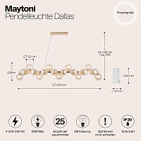 Maytoni Подвесной светильник. Цвет арматуры Золото. MOD547PL-25G