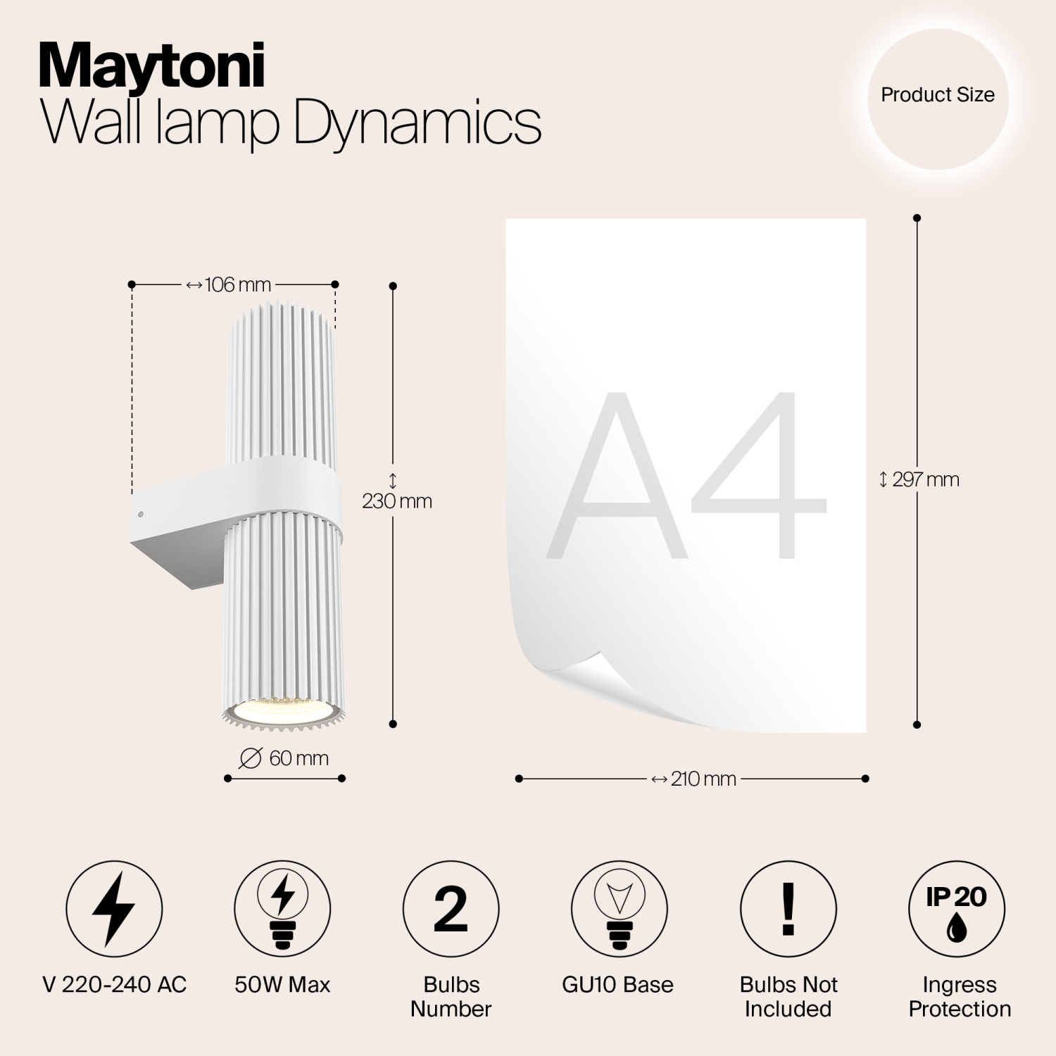 Maytoni Modern Dynamics Настенный светильник (бра) цвет: белый MOD326WL-02W