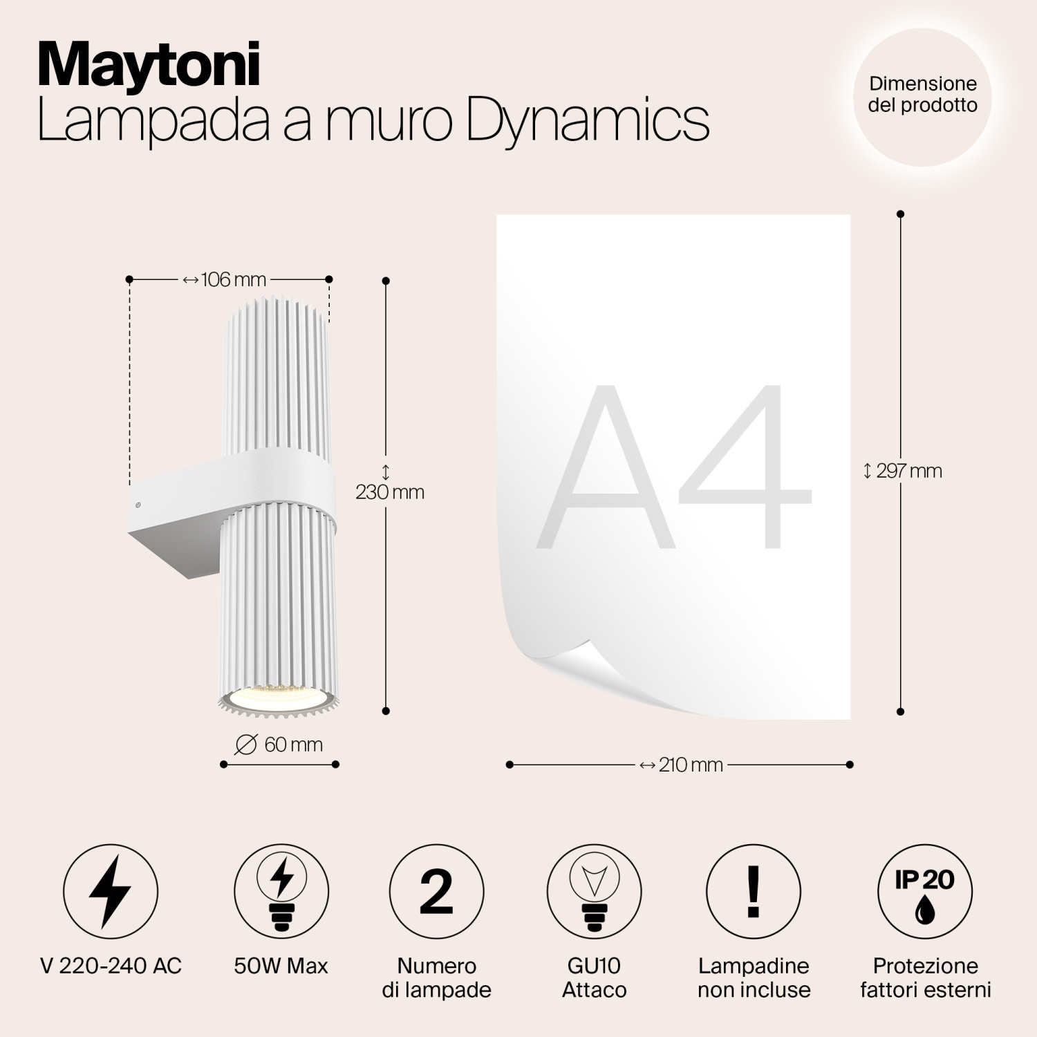 Maytoni Modern Dynamics Настенный светильник (бра) цвет: белый MOD326WL-02W