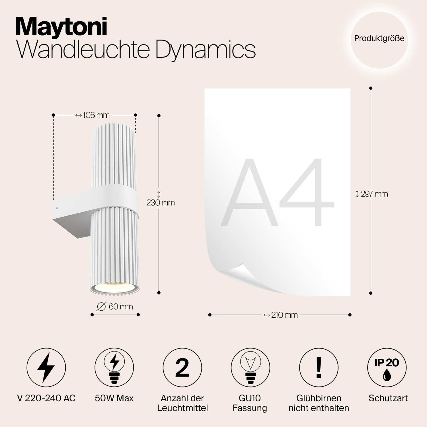Maytoni Modern Dynamics Настенный светильник (бра) цвет: белый MOD326WL-02W