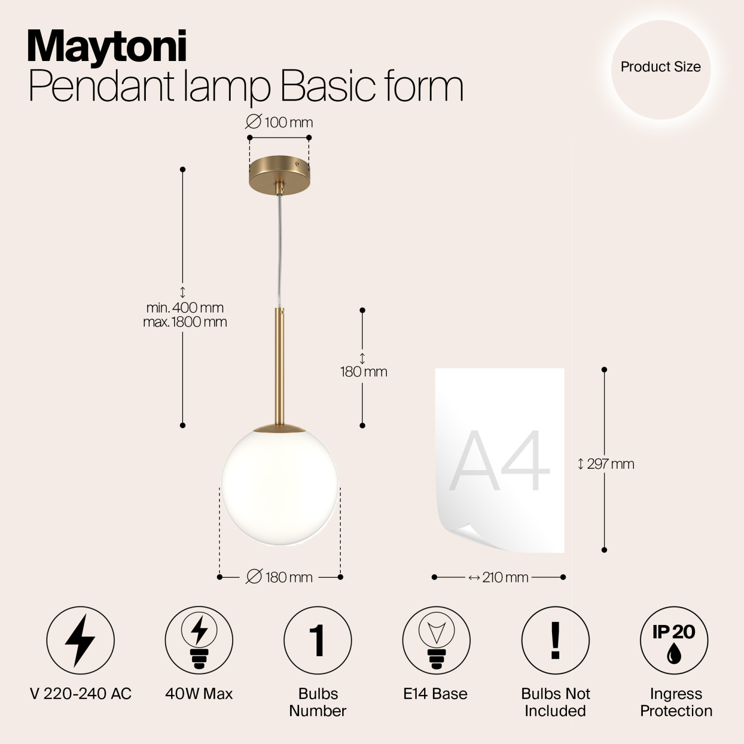 Maytoni Modern Basic form Подвесной светильник цвет: золото MOD321PL-01G2