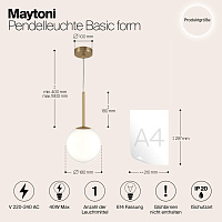 Maytoni Modern Basic form Подвесной светильник цвет: золото MOD321PL-01G2