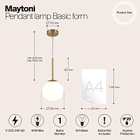 Maytoni Modern Basic form Подвесной светильник цвет: золото MOD321PL-01G2