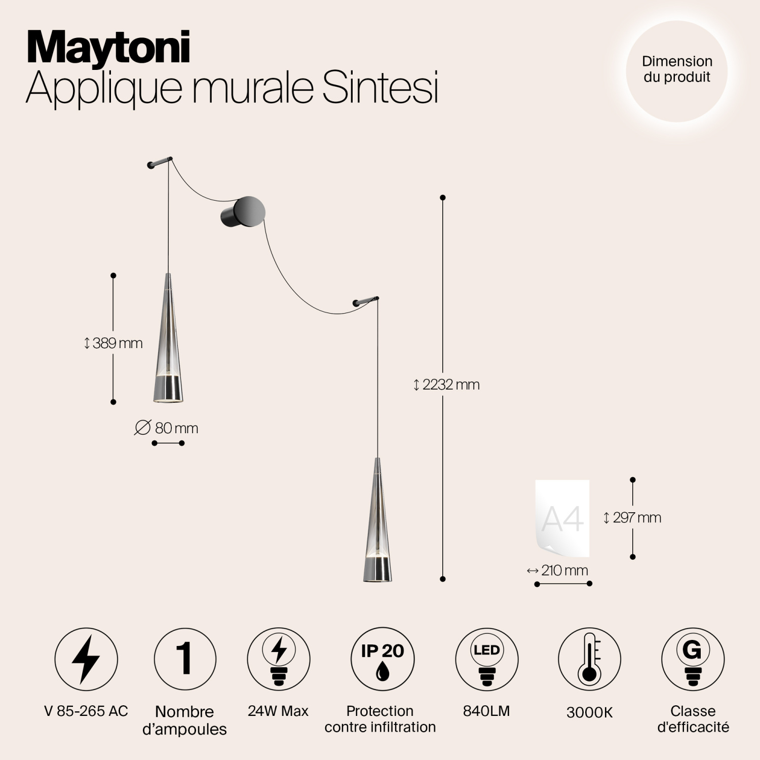 Maytoni Modern Sintesi Настенный светильник (бра) цвет: хром P090WL-L24CH3K