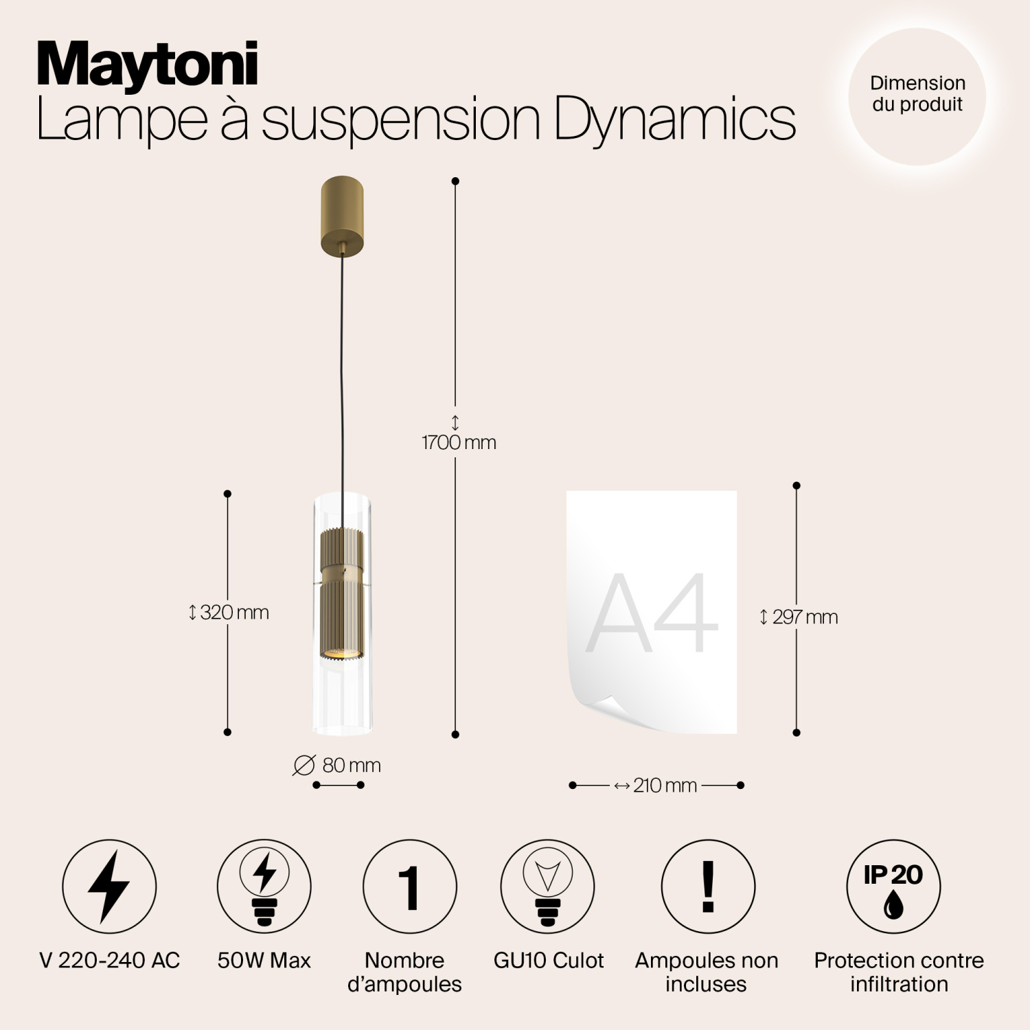 Maytoni Modern Dynamics Подвесной светильник цвет: золото MOD326PL-01MG