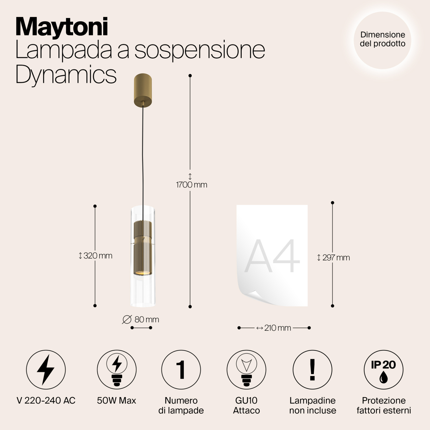 Maytoni Modern Dynamics Подвесной светильник цвет: золото MOD326PL-01MG