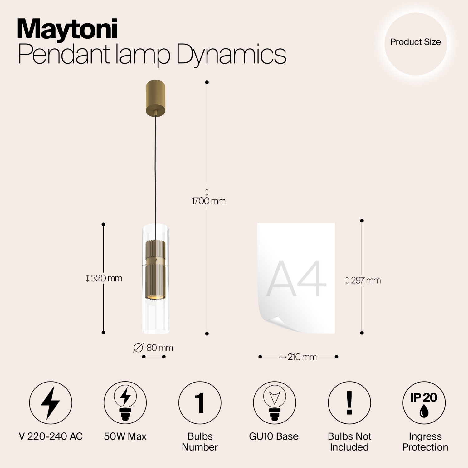 Maytoni Modern Dynamics Подвесной светильник цвет: золото MOD326PL-01MG