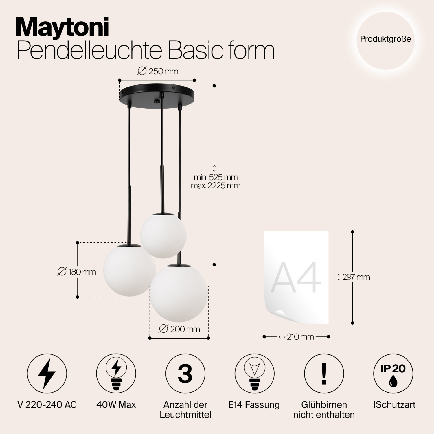 Maytoni Modern Basic form Подвесной светильник цвет: черный MOD321PL-03B