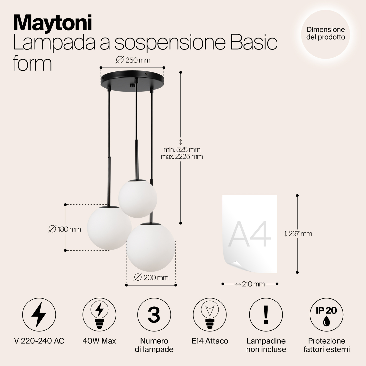 Maytoni Modern Basic form Подвесной светильник цвет: черный MOD321PL-03B