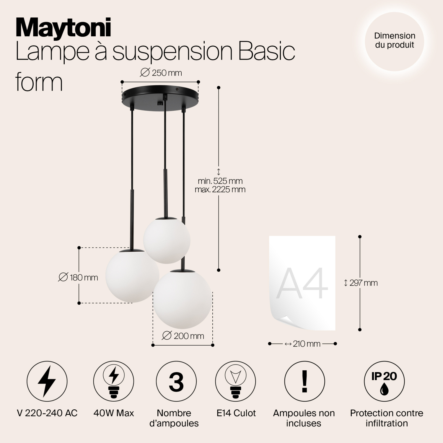 Maytoni Modern Basic form Подвесной светильник цвет: черный MOD321PL-03B