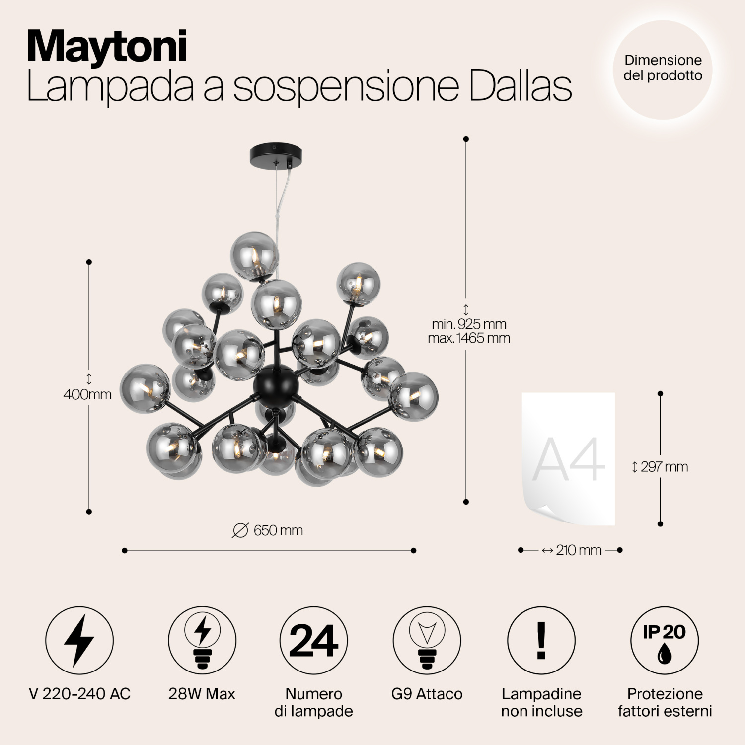 Maytoni Modern Dallas Подвесной светильник цвет: черный MOD545PL-24B