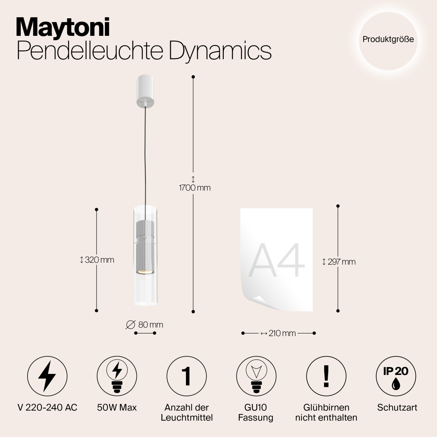 Maytoni Modern Dynamics Подвесной светильник цвет: белый MOD326PL-01W