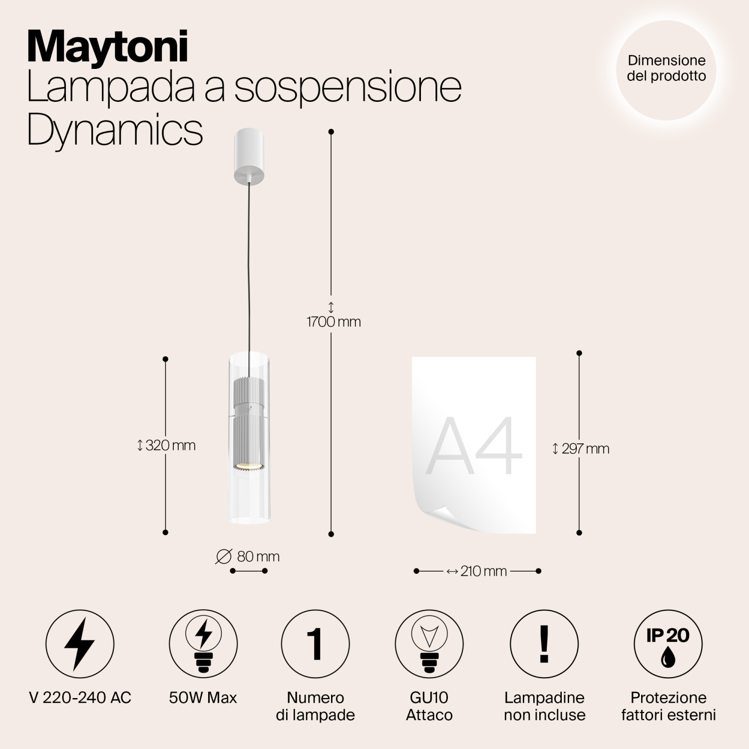 Maytoni Modern Dynamics Подвесной светильник цвет: белый MOD326PL-01W