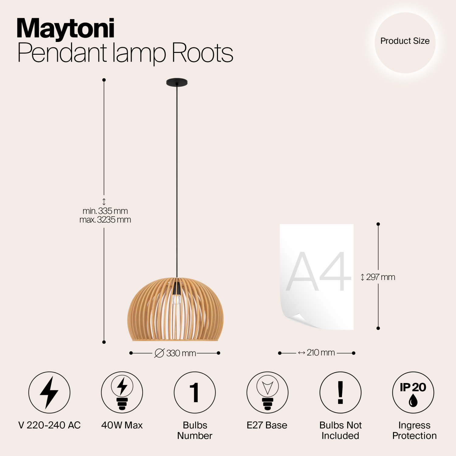 Maytoni Modern Roots Подвесной светильник цвет: черный MOD195PL-01W
