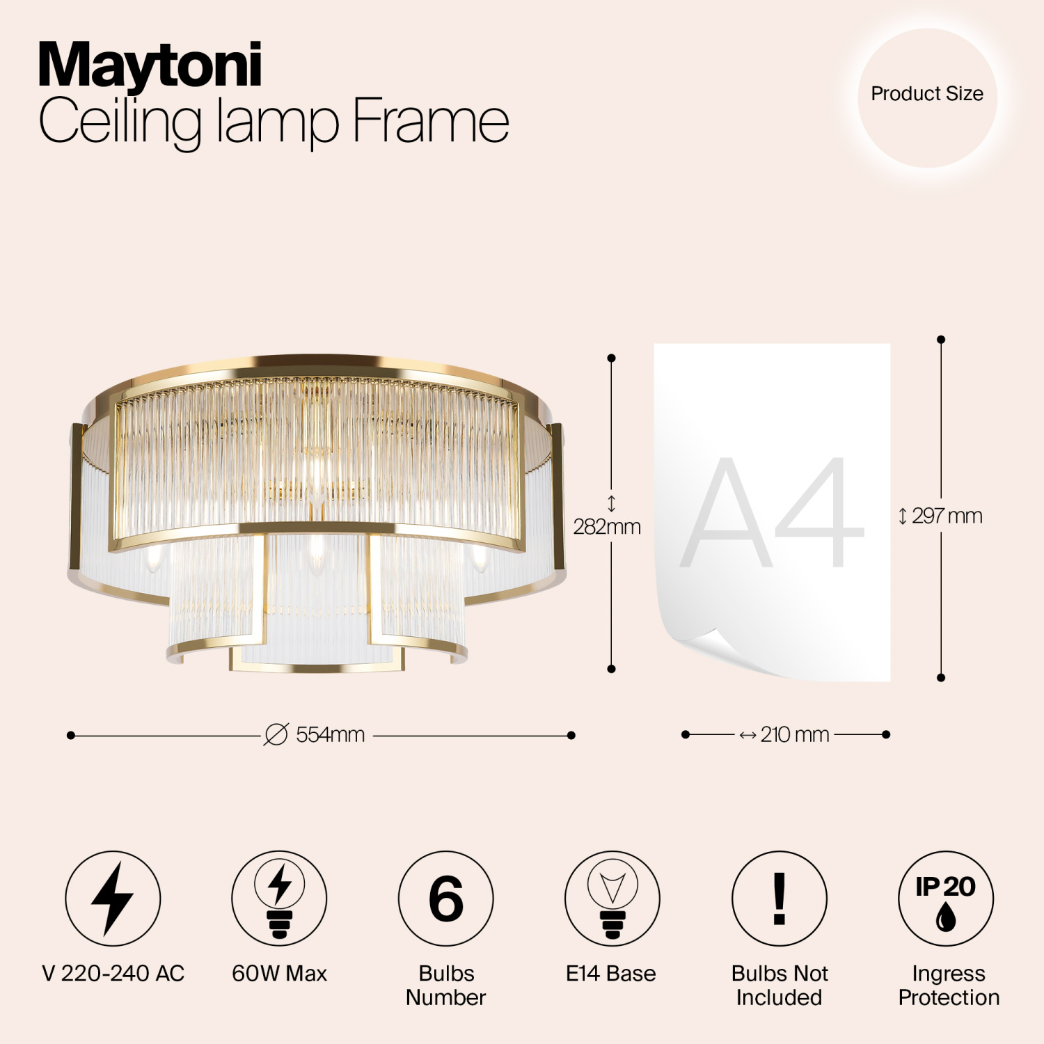 Maytoni Modern Frame Потолочный светильник цвет: золото MOD174CL-06G