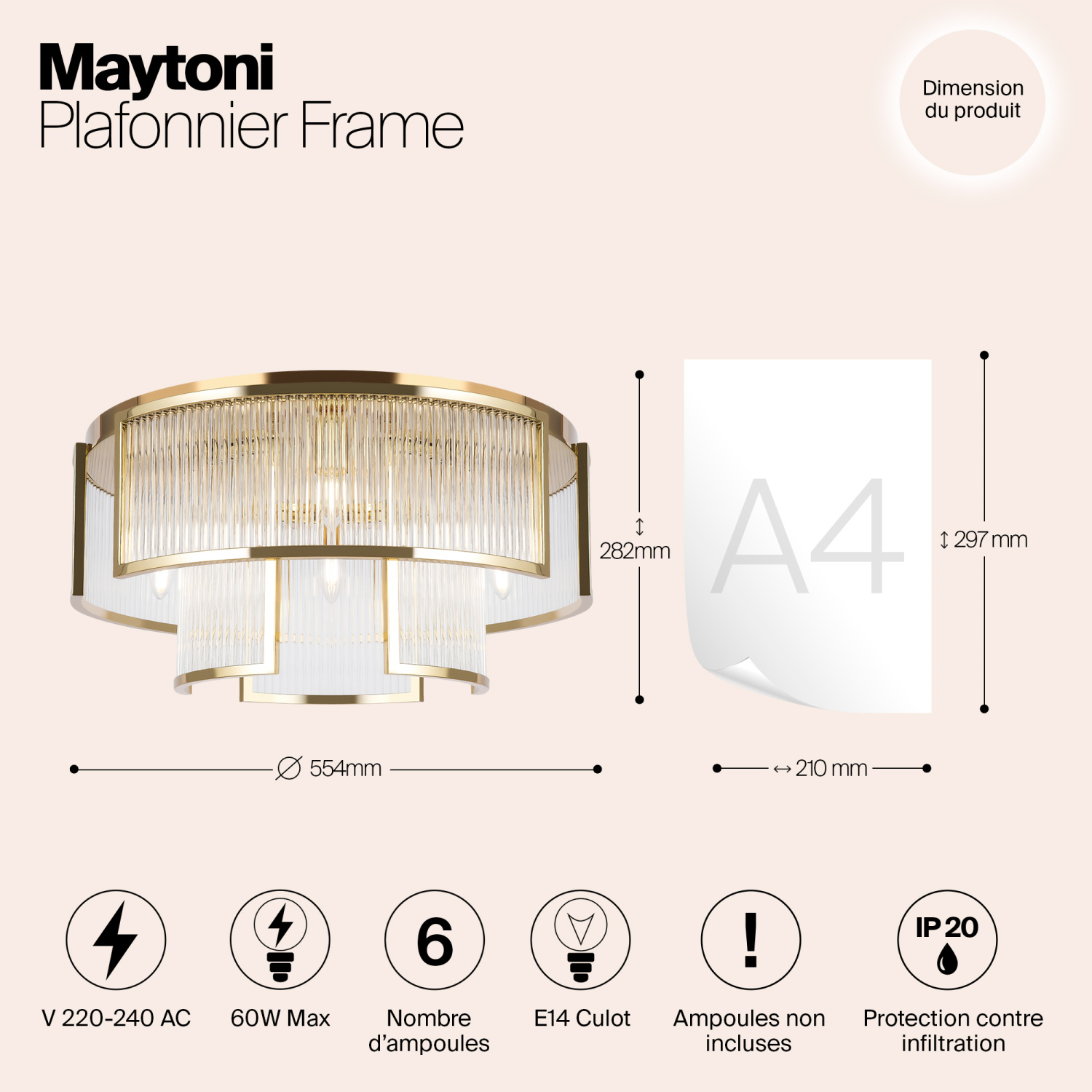 Maytoni Modern Frame Потолочный светильник цвет: золото MOD174CL-06G