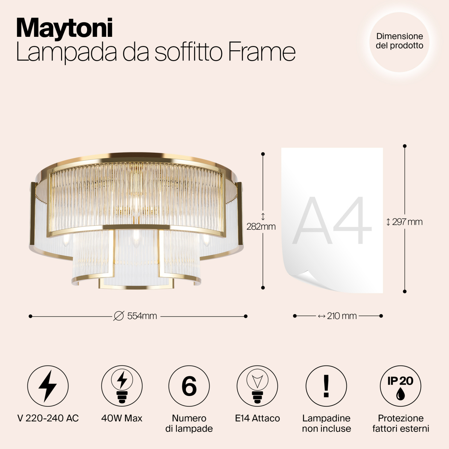 Maytoni Modern Frame Потолочный светильник цвет: золото MOD174CL-06G