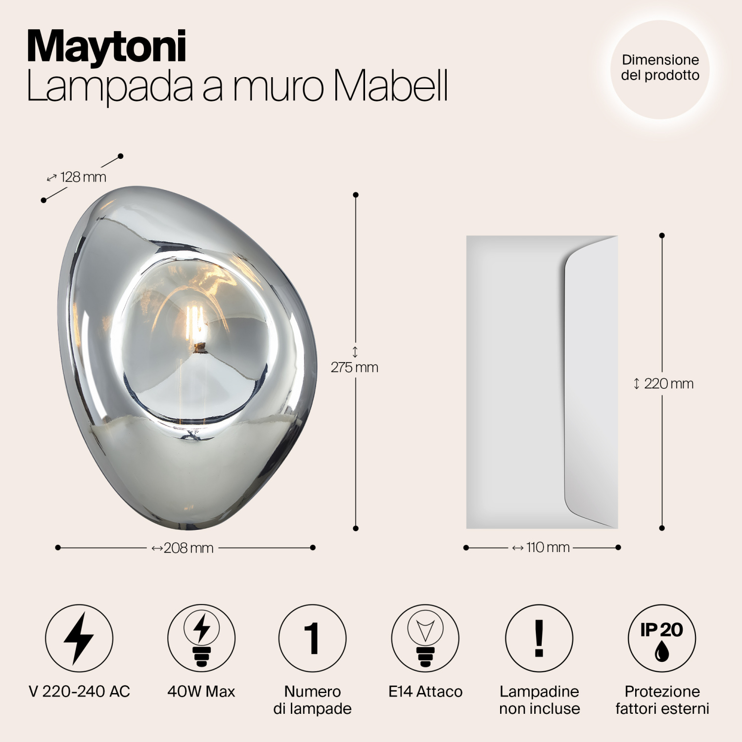 Maytoni Modern Mabell Настенный светильник (бра) цвет: черный MOD306WL-01CH
