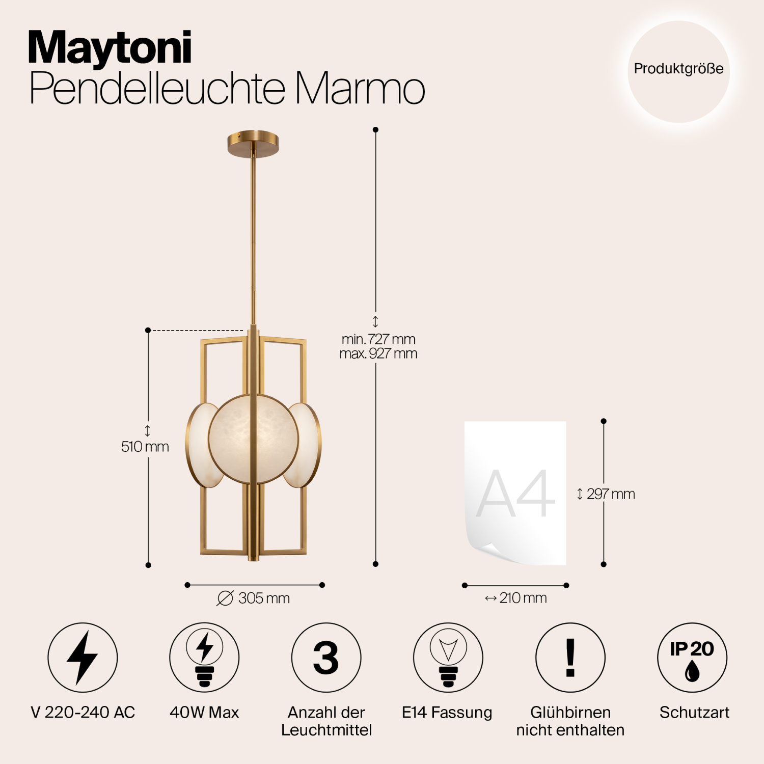 Maytoni Modern Marmo Подвесной светильник цвет: латунь MOD099PL-03G