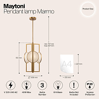 Maytoni Modern Marmo Подвесной светильник цвет: латунь MOD099PL-03G