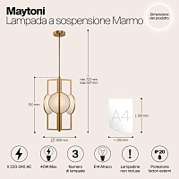 Maytoni Modern Marmo Подвесной светильник цвет: латунь MOD099PL-03G