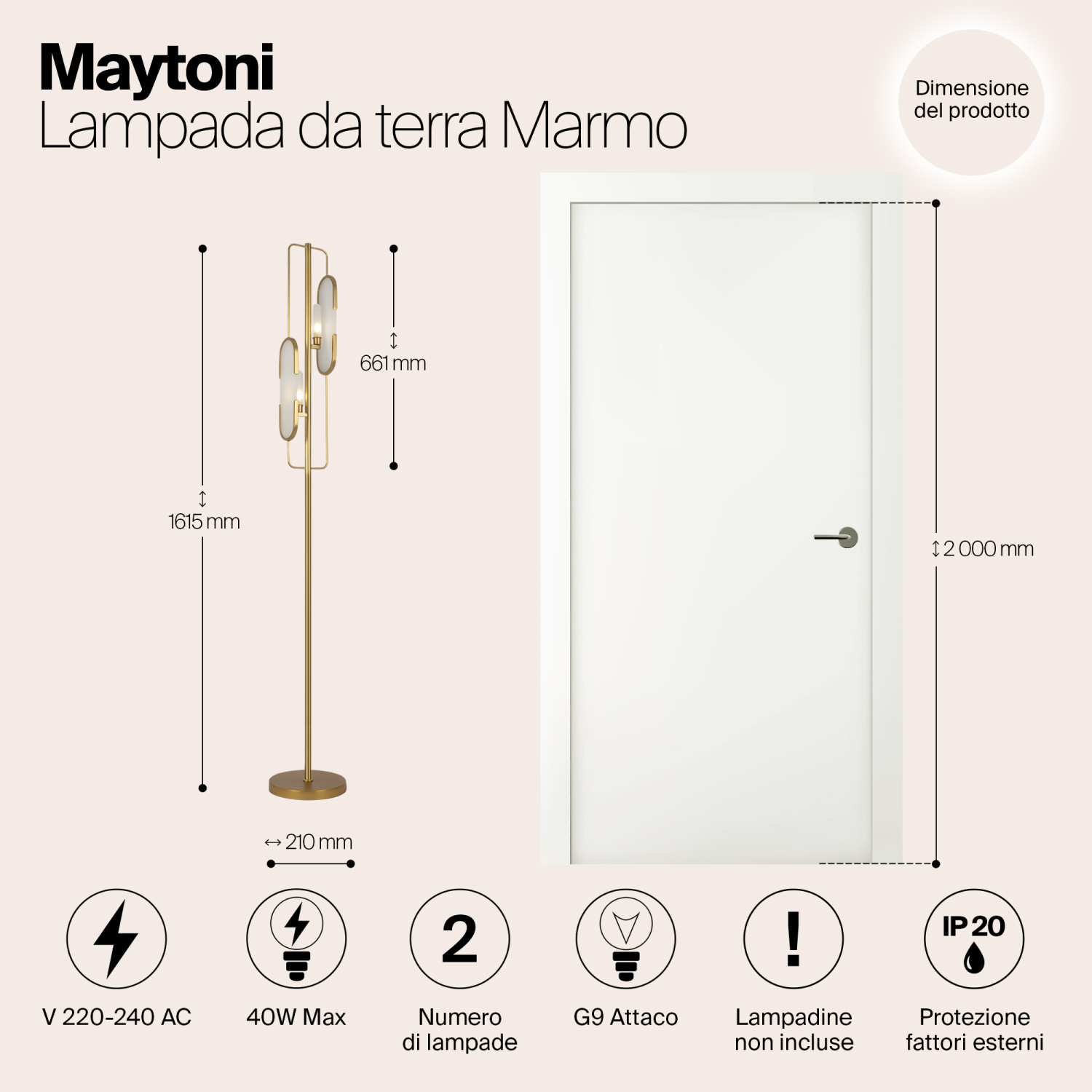 Maytoni Modern Marmo Напольный светильник (торшер) цвет: латунь MOD099FL-02G