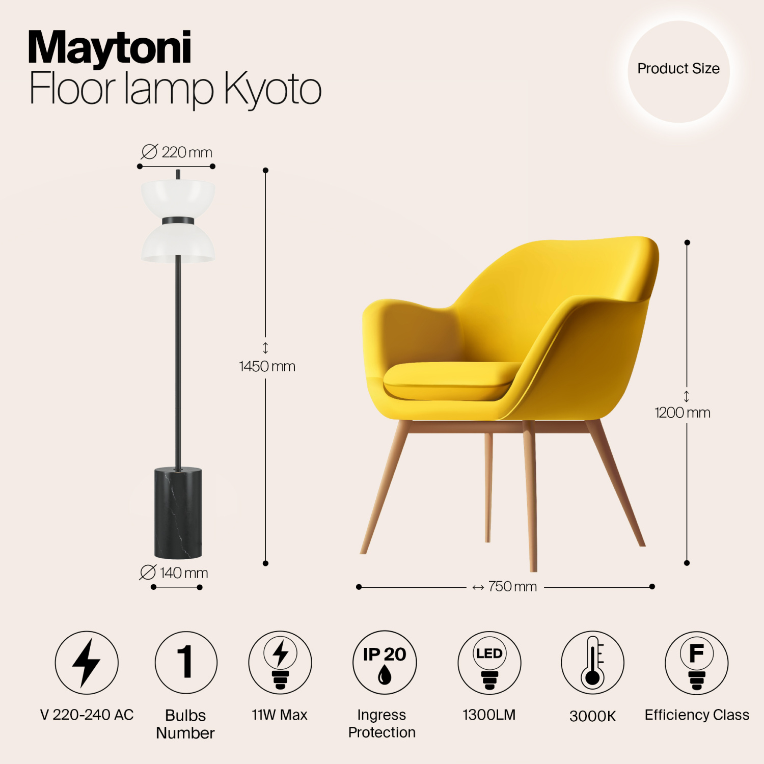 Maytoni Modern Kyoto Напольный светильник (торшер) цвет: черный MOD178FL-L11B3K