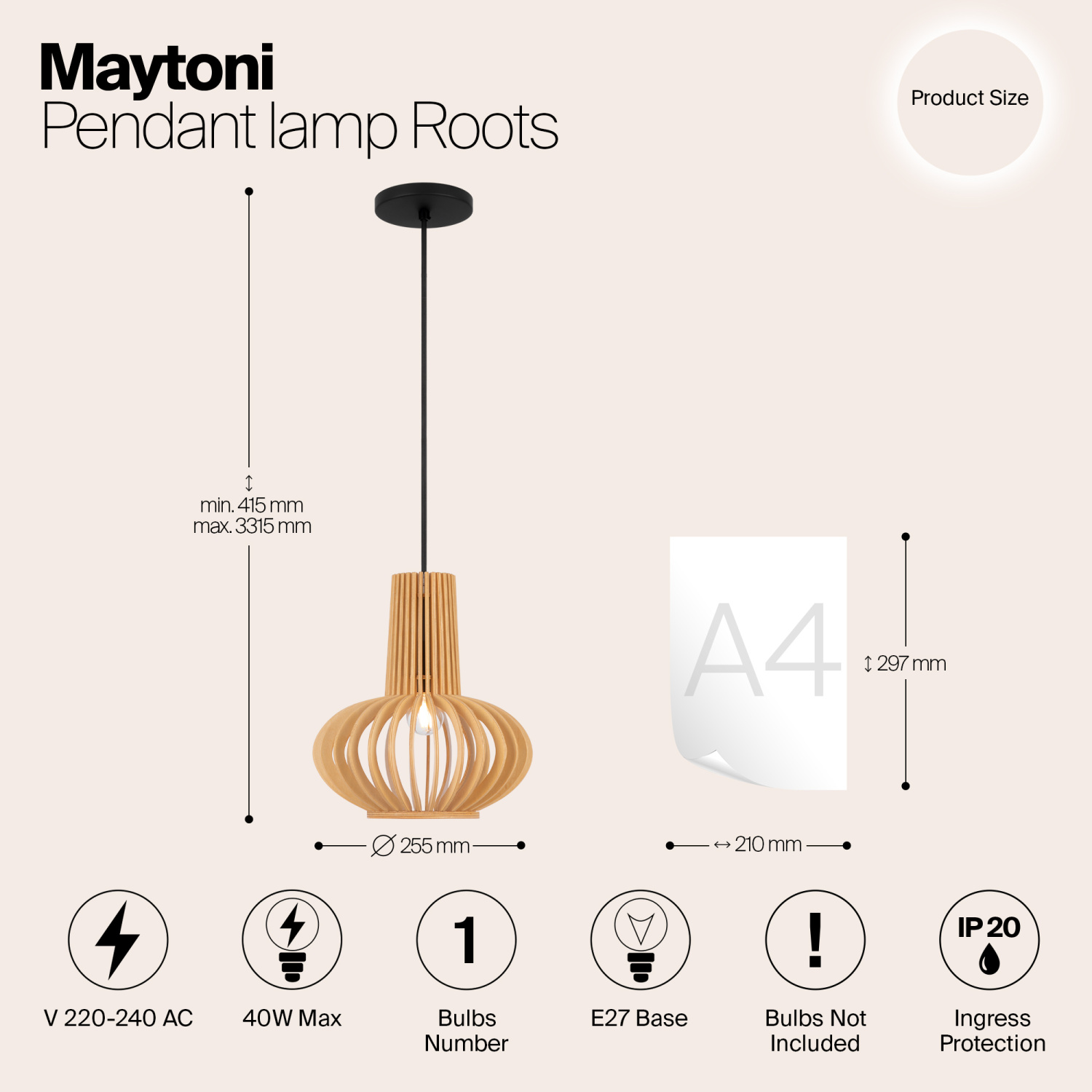 Maytoni Modern Roots Подвесной светильник цвет: черный MOD193PL-01W