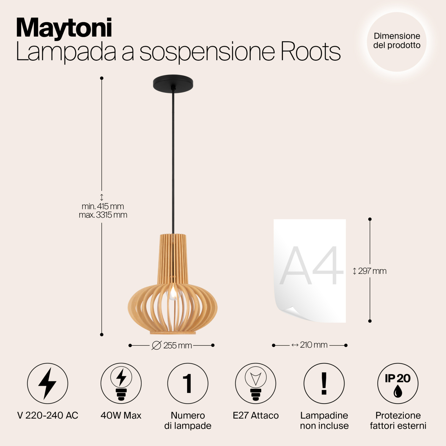 Maytoni Modern Roots Подвесной светильник цвет: черный MOD193PL-01W