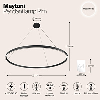Maytoni Modern Rim Подвесной светильник цвет: черный MOD058PL-L65B3K