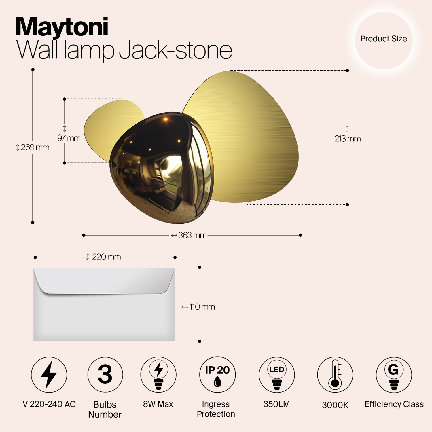 Maytoni Modern Jack-stone Настенный светильник (бра) цвет: золото MOD314WL-L8G3K