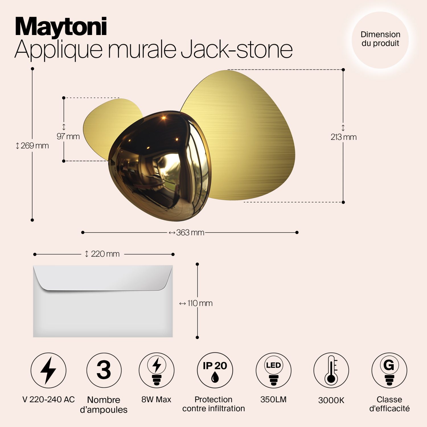 Maytoni Modern Jack-stone Настенный светильник (бра) цвет: золото MOD314WL-L8G3K